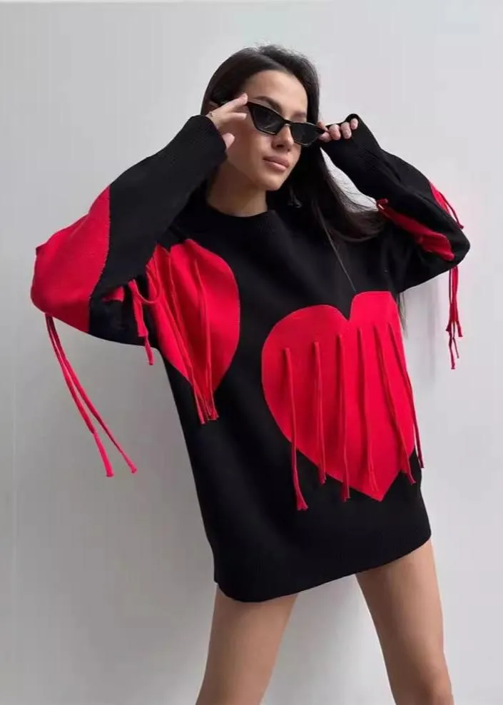 Trendy Pink Heart Pullover - Playful Comfort