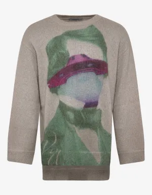 Undercover Beige V Face UFO Oversized Sweater