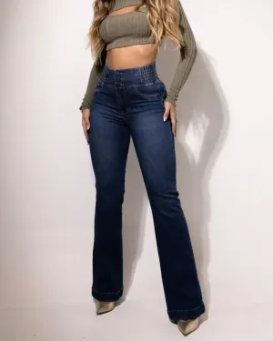Urban Chic High-Waist Slim-Fit Flare Jeans