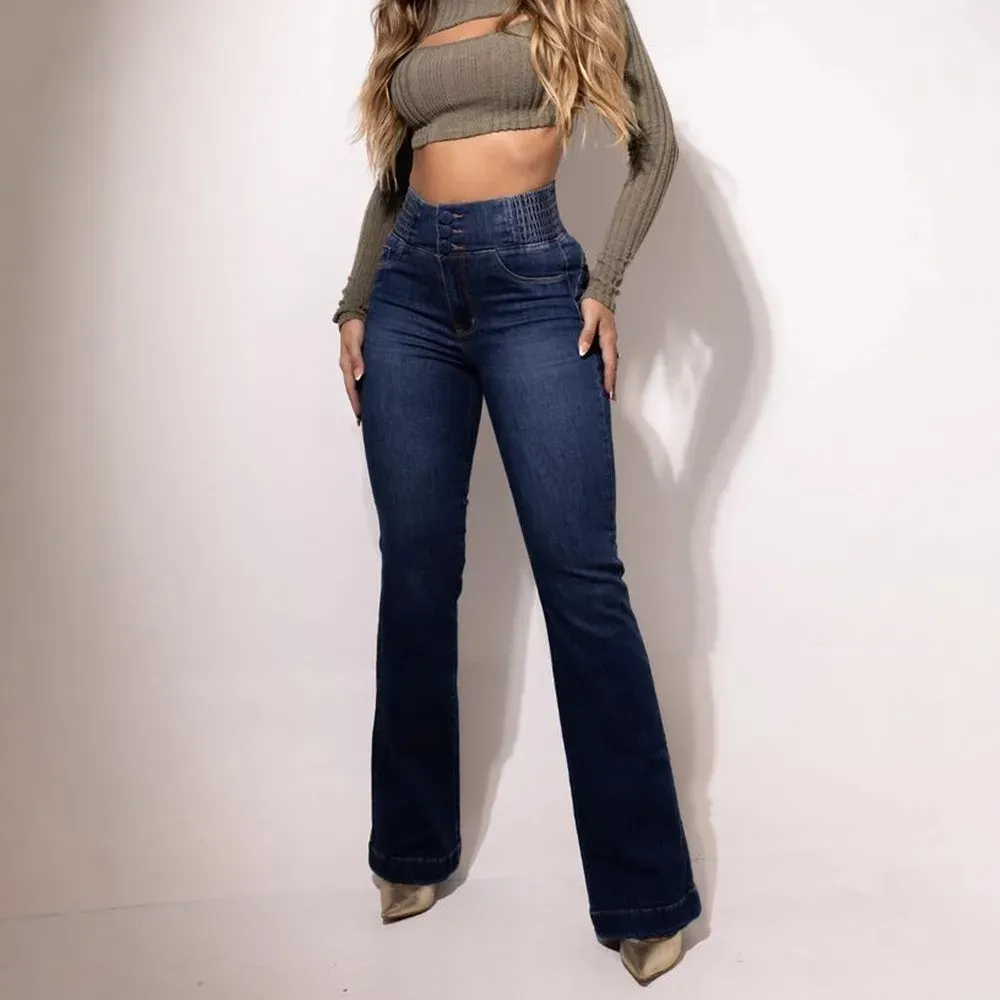 Urban Chic High-Waist Slim-Fit Flare Jeans