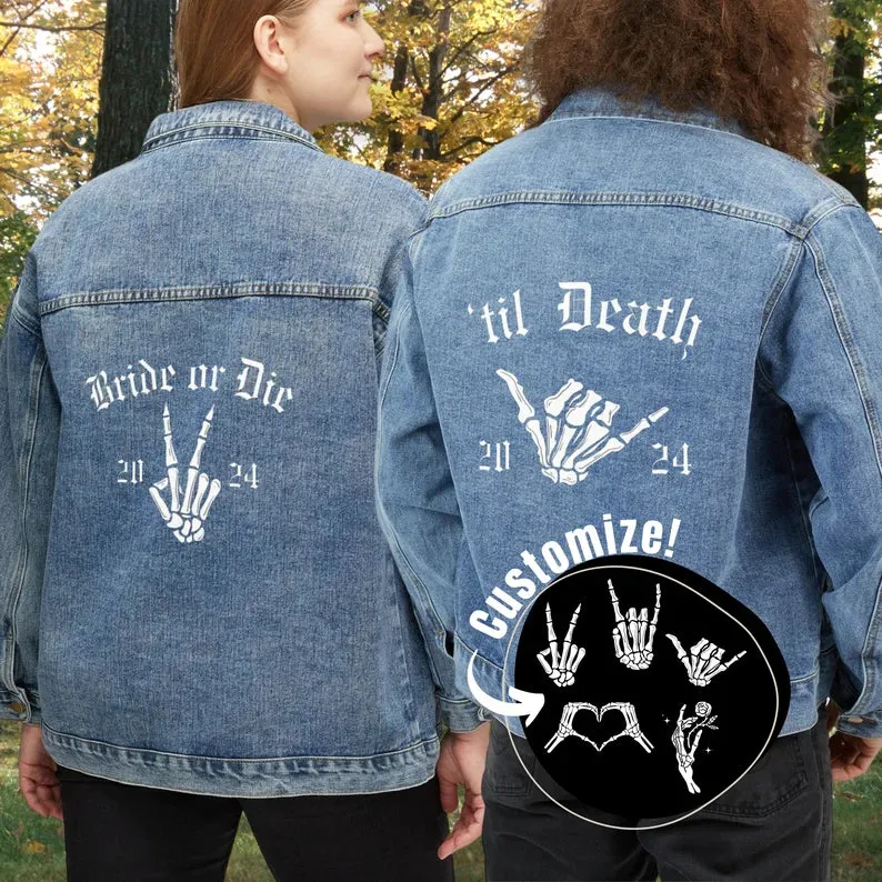 Valentine Couple Hands Printed Jean Jackets