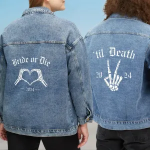 Valentine Couple Hands Printed Jean Jackets
