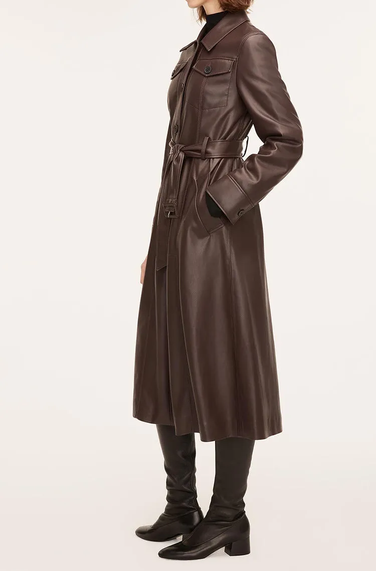 Vegan Leather Trench Coat | Deep Port
