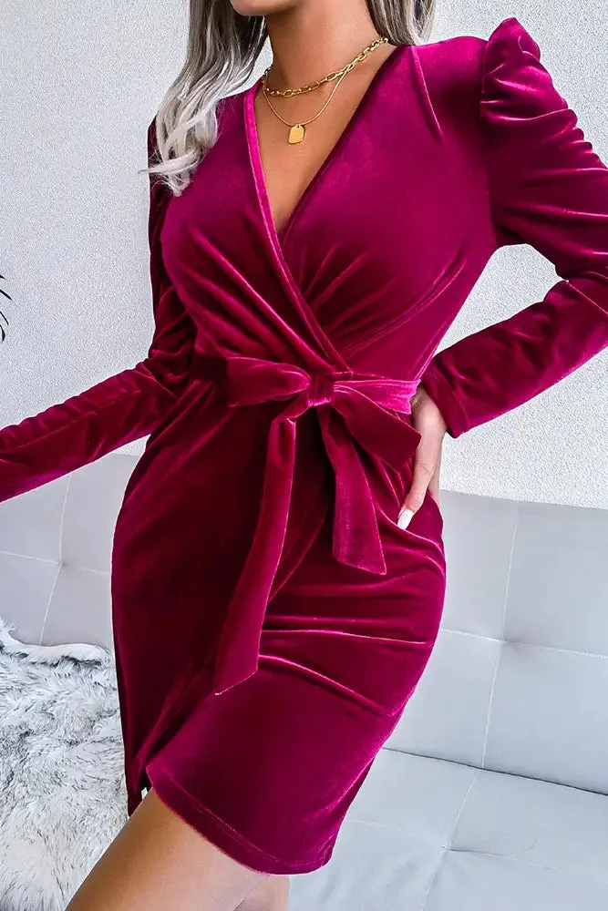 Velvet Bodycon Dress, Wine