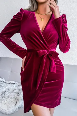 Velvet Bodycon Dress, Wine
