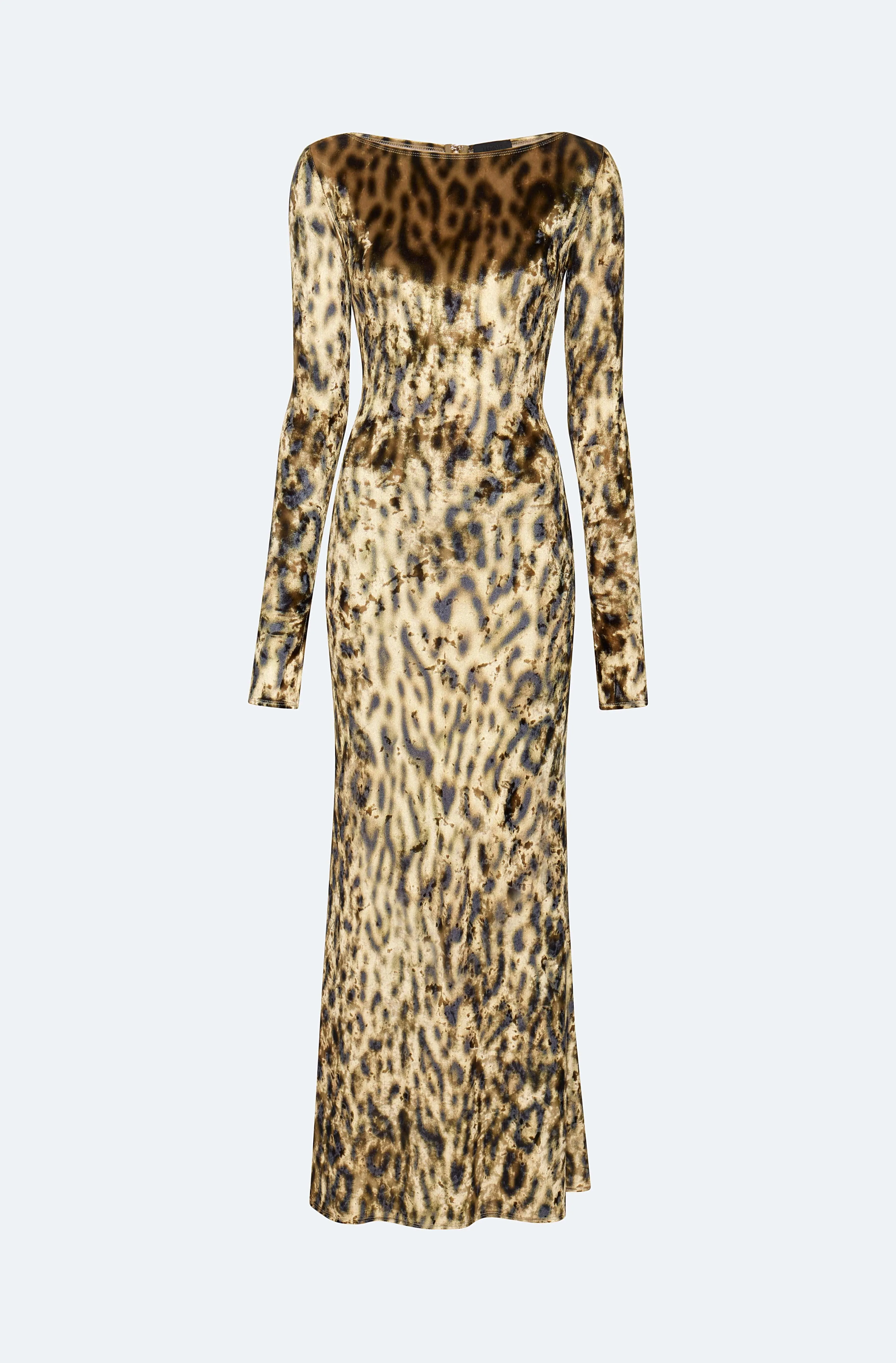 Velvet Leopard Boatneck Gown