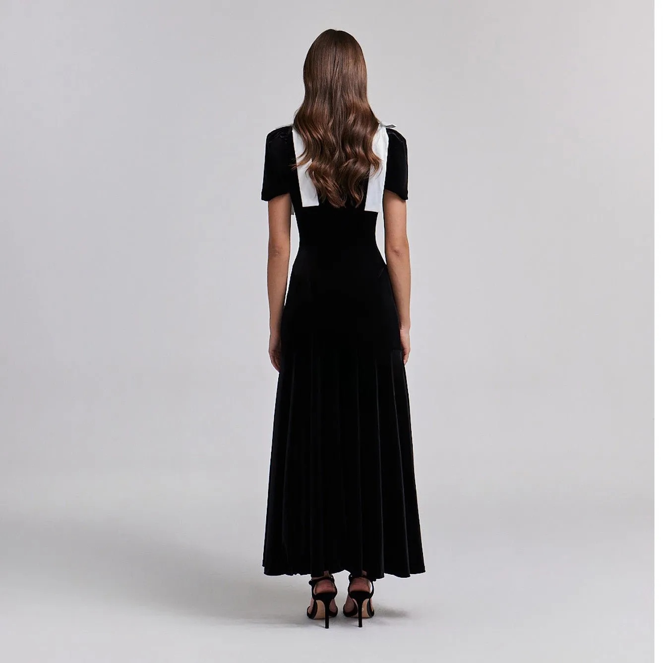 Velvet Puff Sleeve Maxi Dress