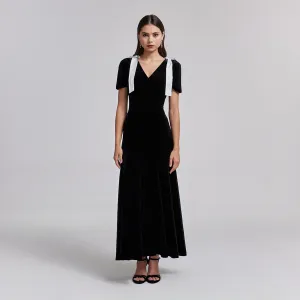 Velvet Puff Sleeve Maxi Dress