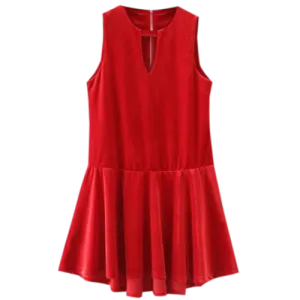 Velvet Sleeveless Short Mini Dress - Bright Red S