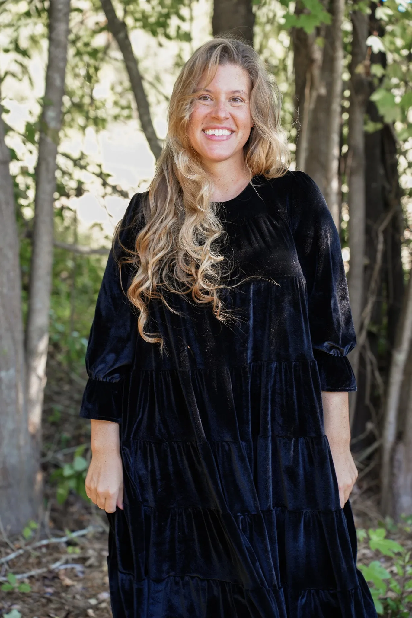 Velvet Tiered Swing Dress