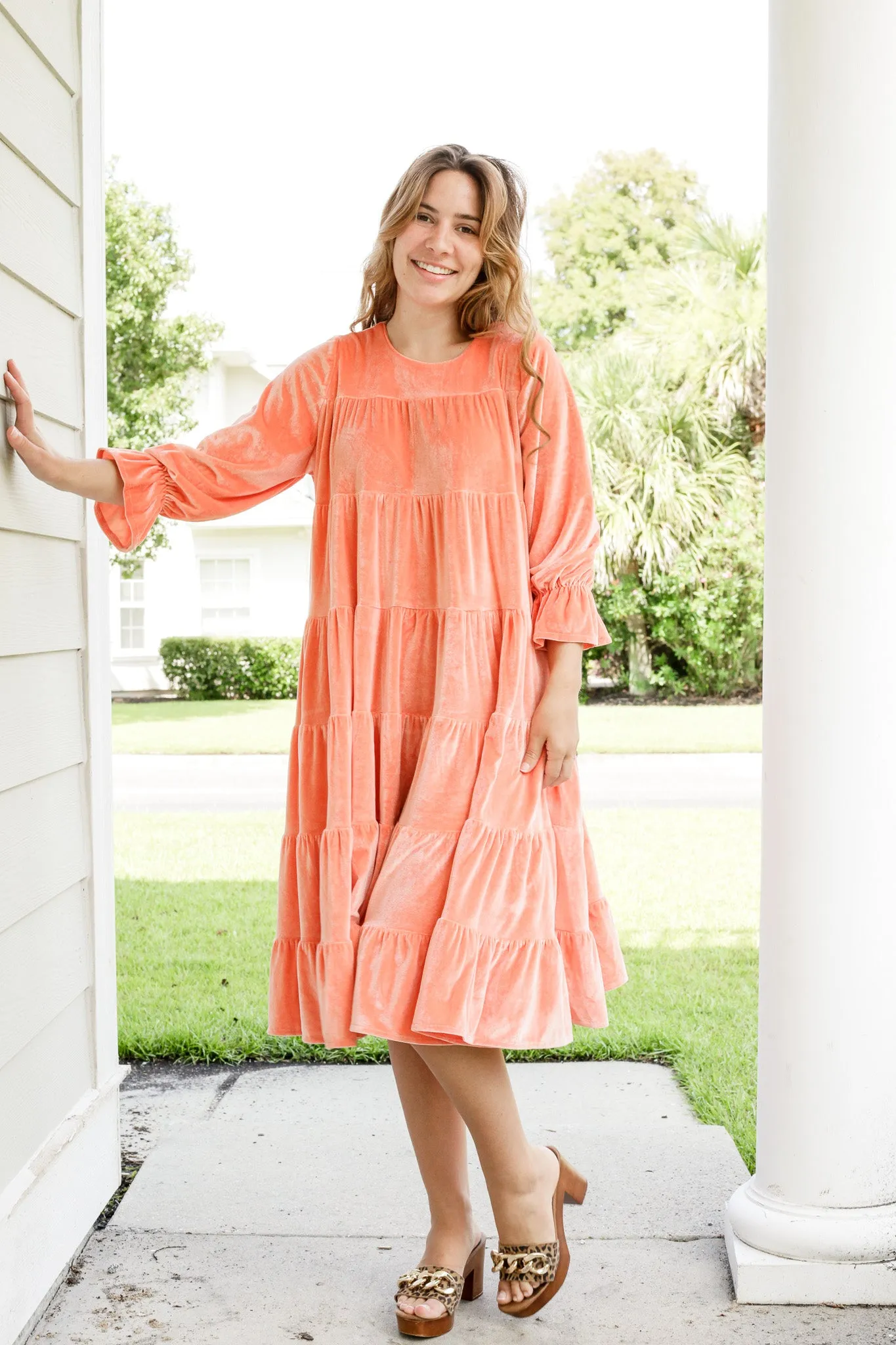 Velvet Tiered Swing Dress