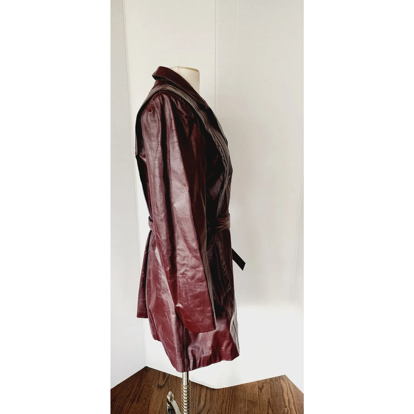 Vintage 70s Brown Leather Jacket Belted Berman's