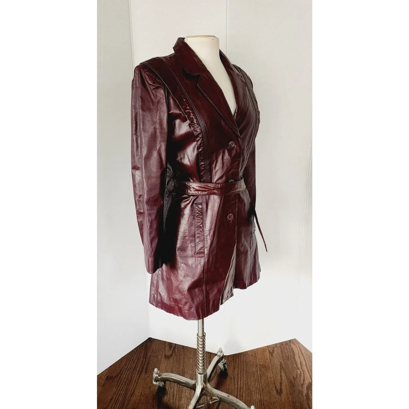 Vintage 70s Brown Leather Jacket Belted Berman's