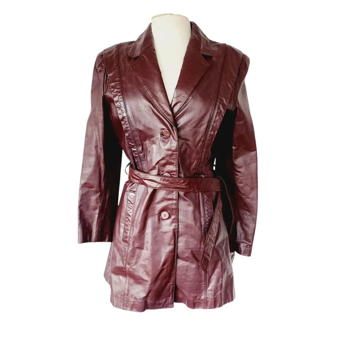 Vintage 70s Brown Leather Jacket Belted Berman's