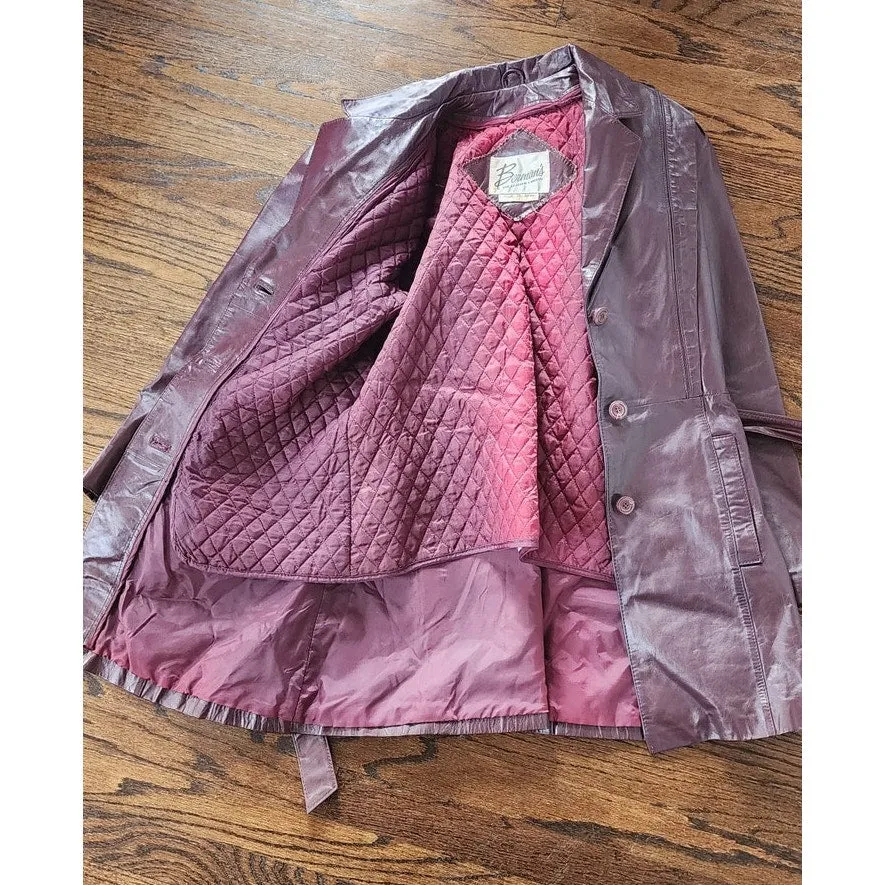 Vintage 70s Brown Leather Jacket Belted Berman's