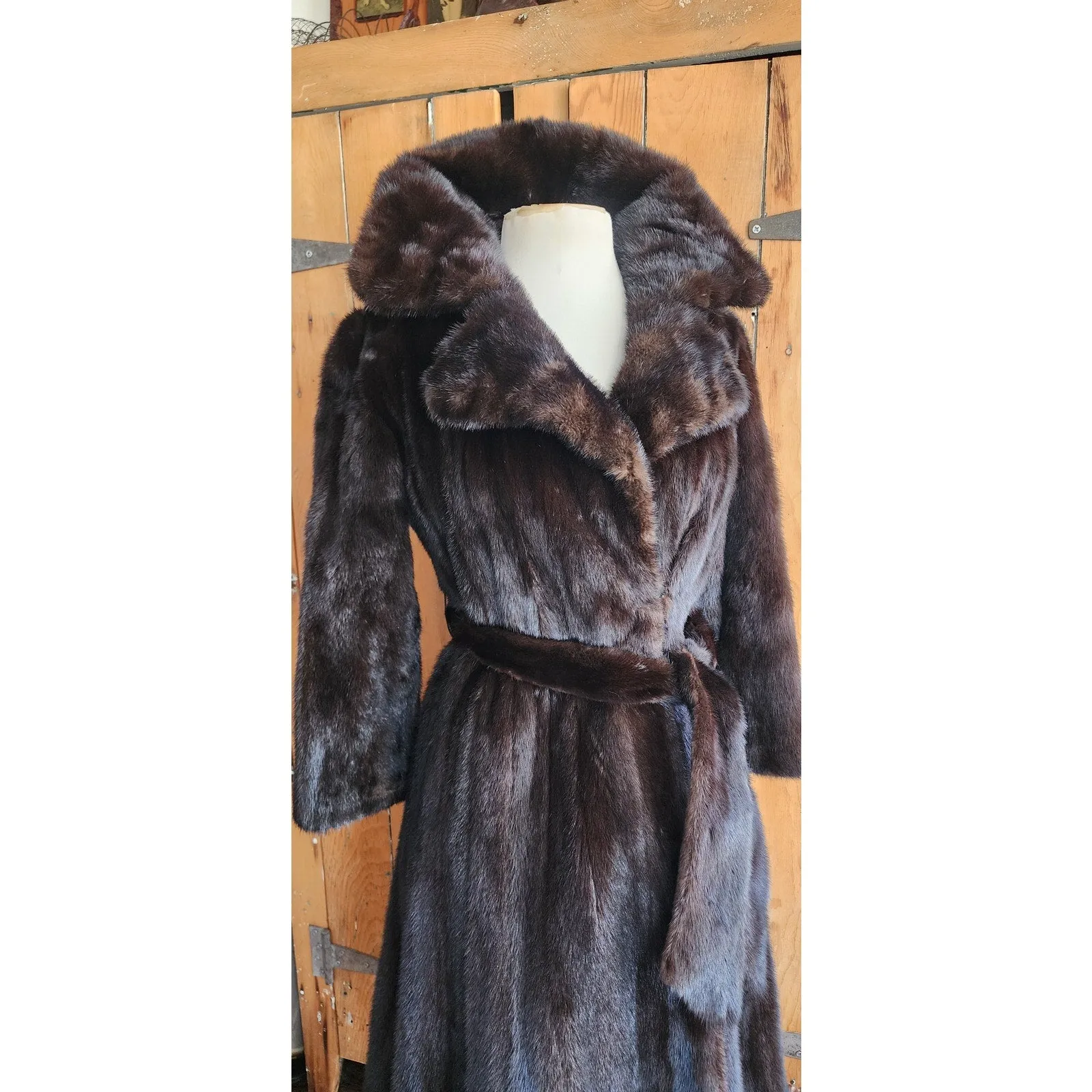 Vintage 70s Brown Mink Fur Coat Belted / Rosenthal Furs / S