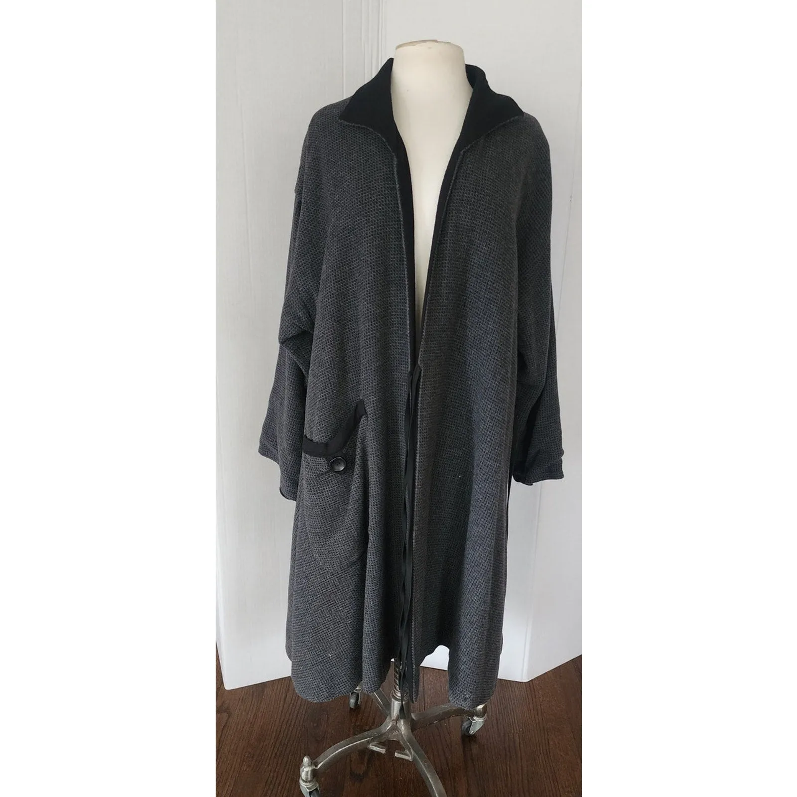 Vintage 90s SPRING Coat Gray Wrap Style Asymmetrical Studio 90