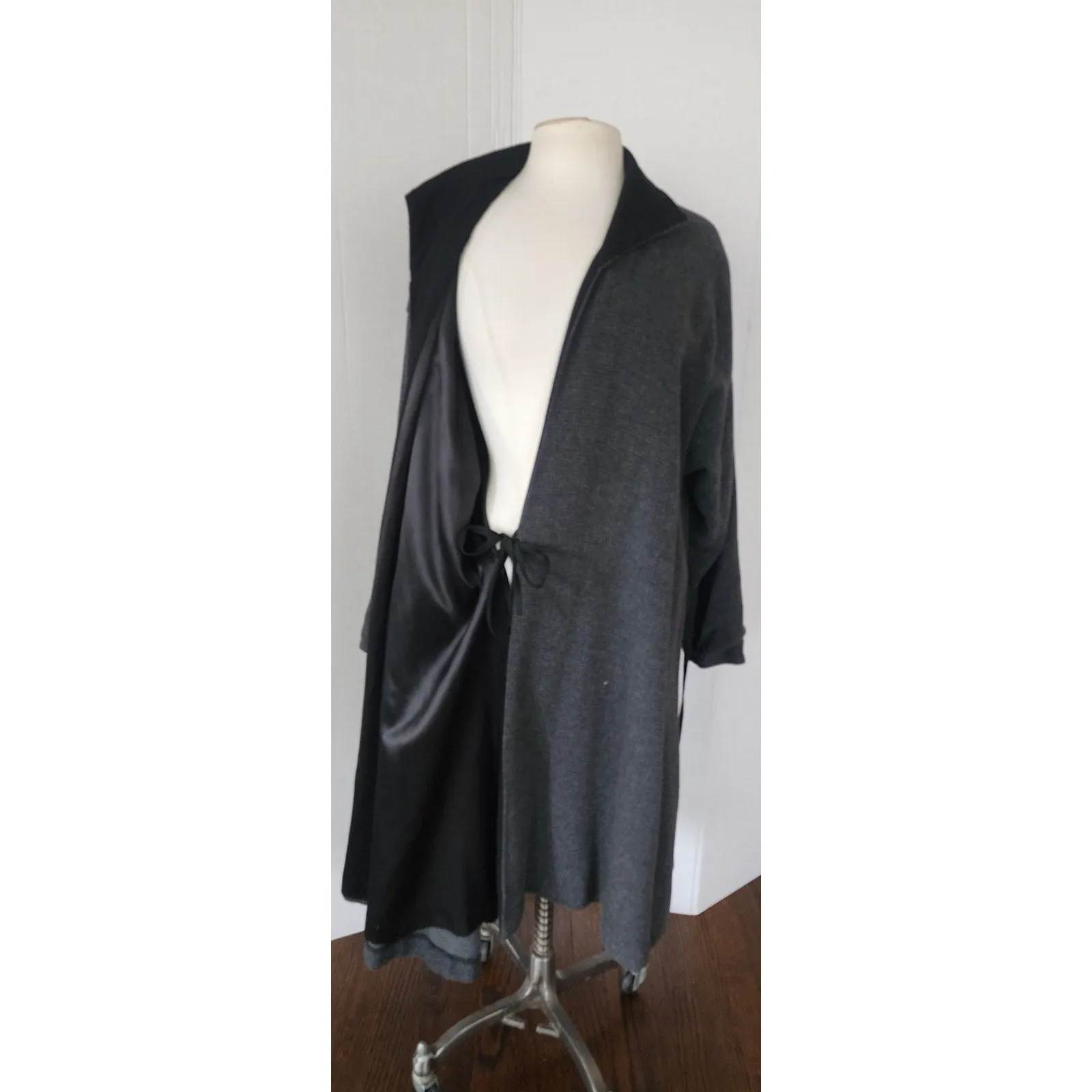 Vintage 90s SPRING Coat Gray Wrap Style Asymmetrical Studio 90