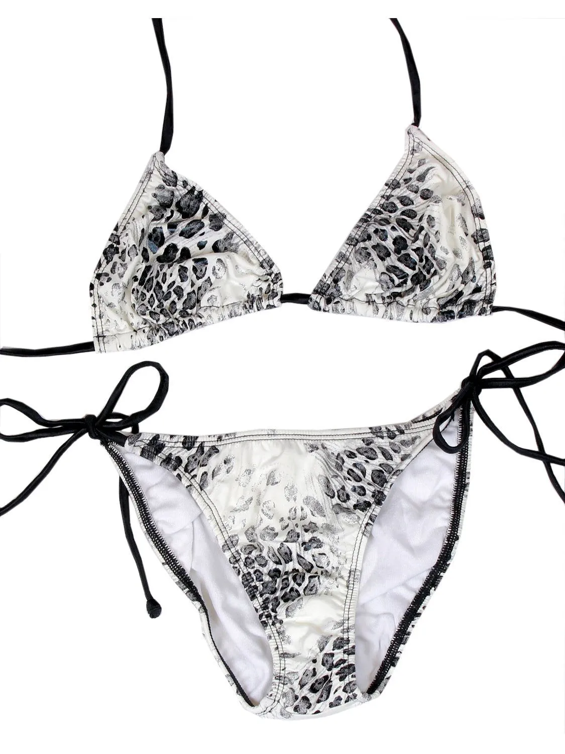White Snake Two Piece String Bikini Swimsuit Set
