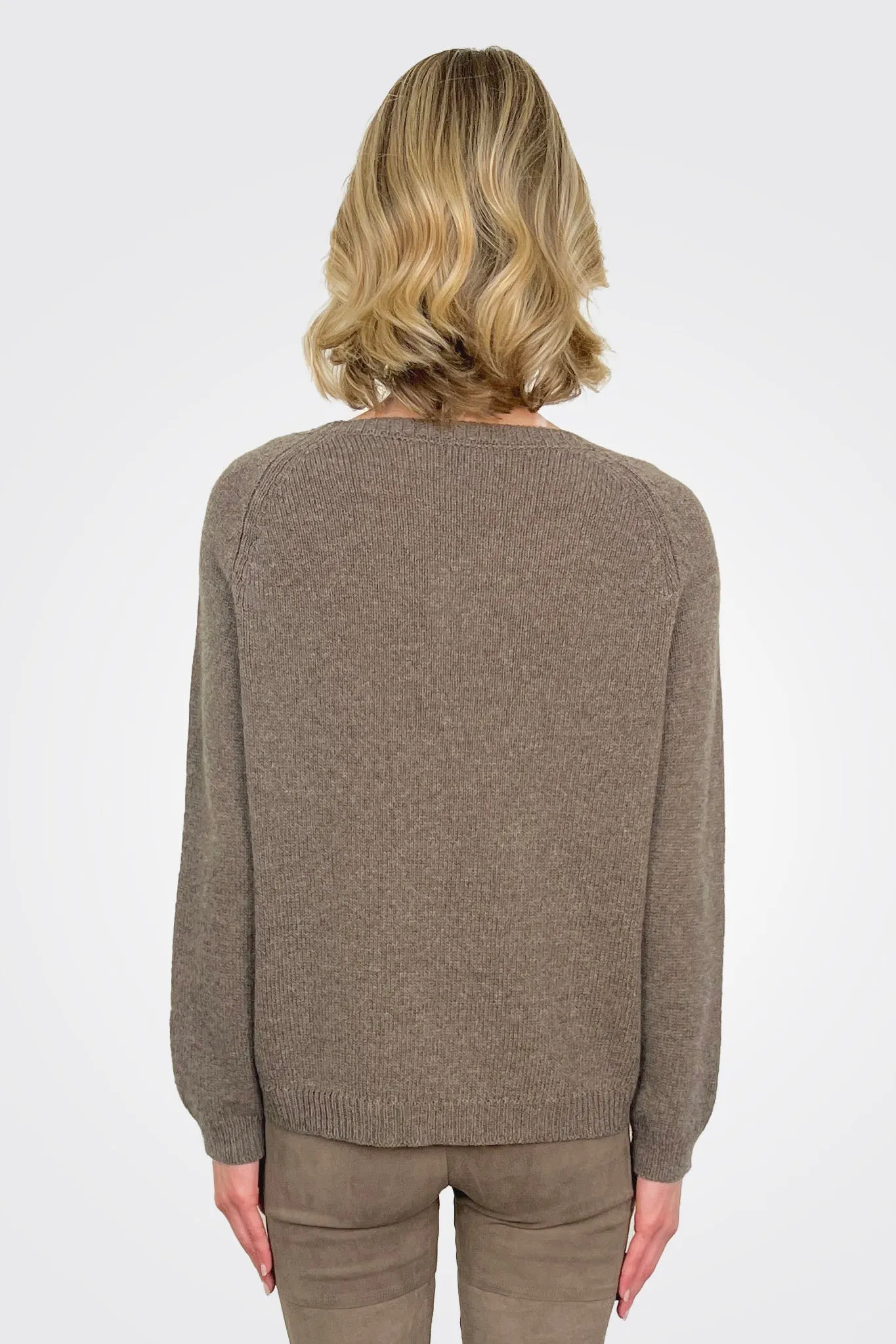Wide Crew Neck Sweater - Brown