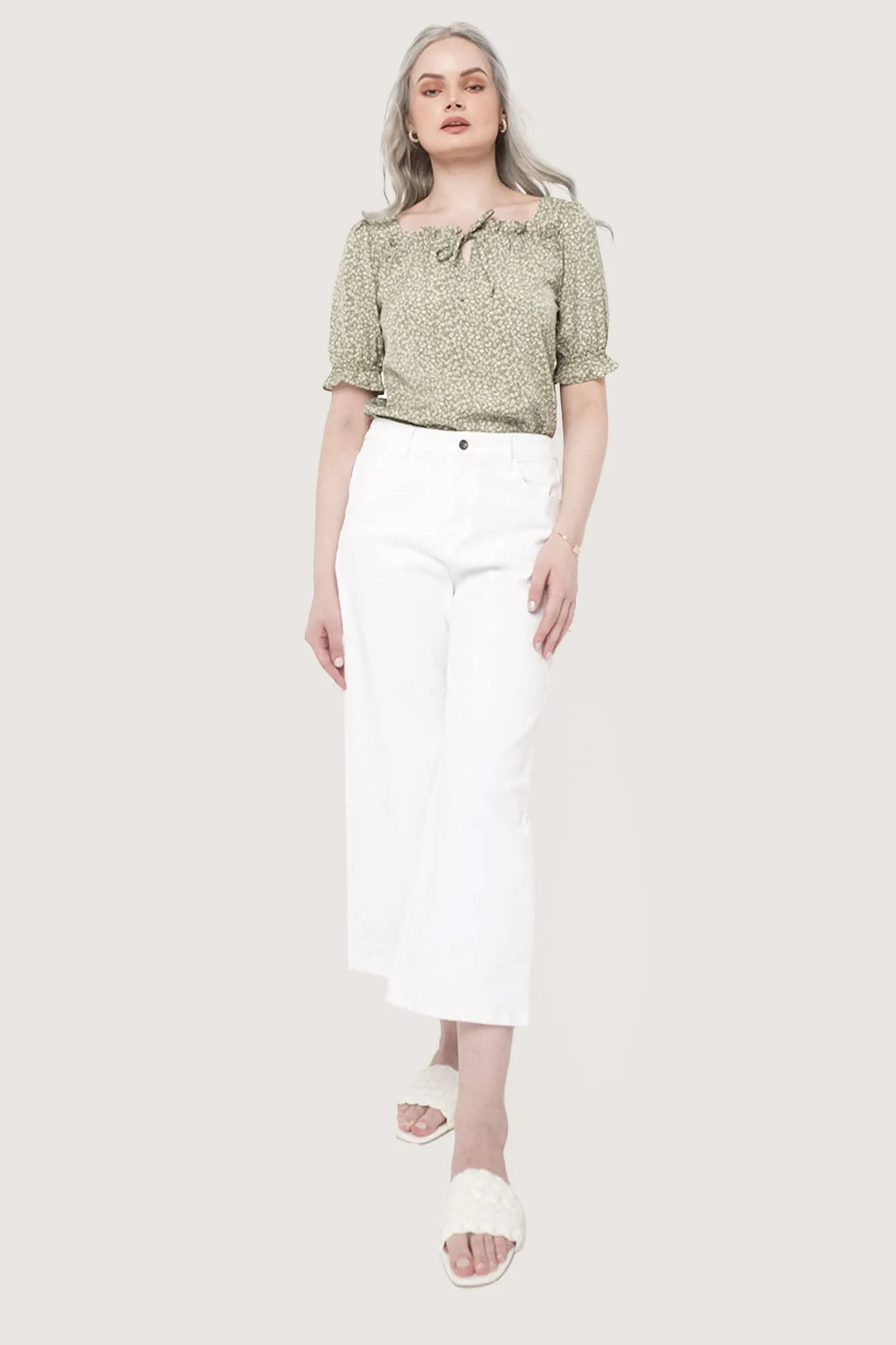 Wide Leg Ankle Length Trousers