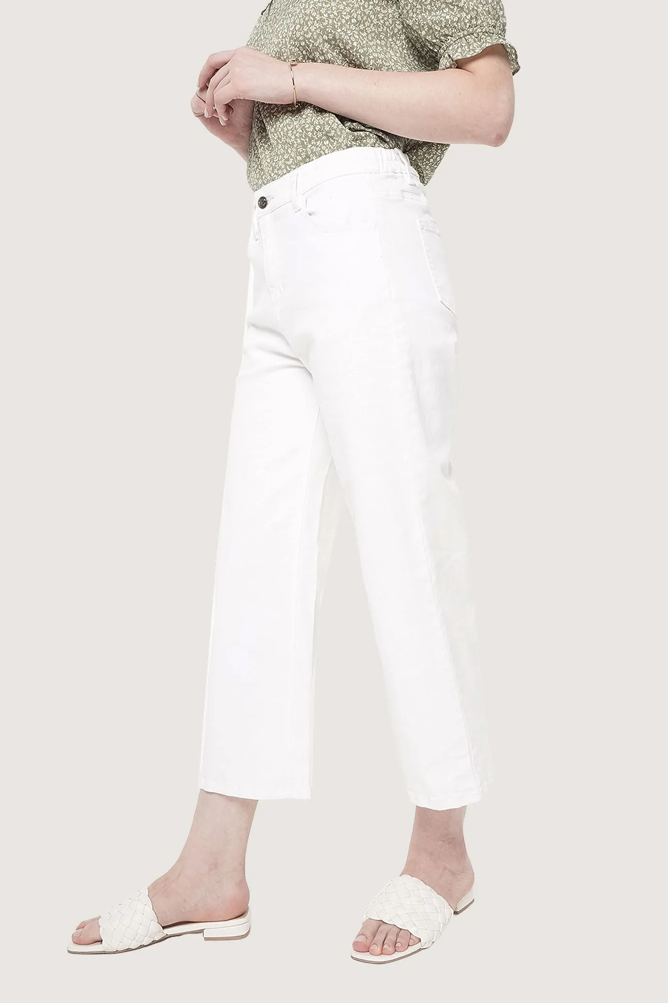 Wide Leg Ankle Length Trousers