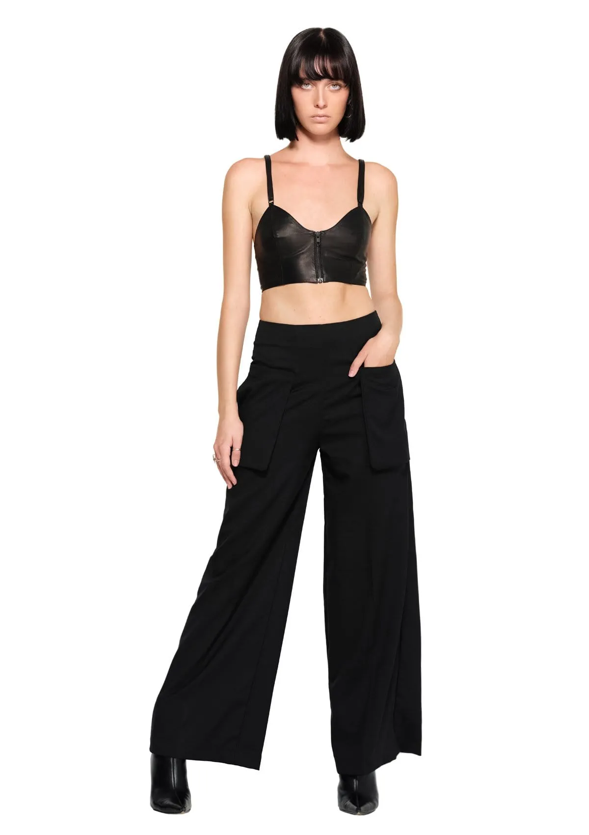 WIDE LEG TROUSERS IN BLACK