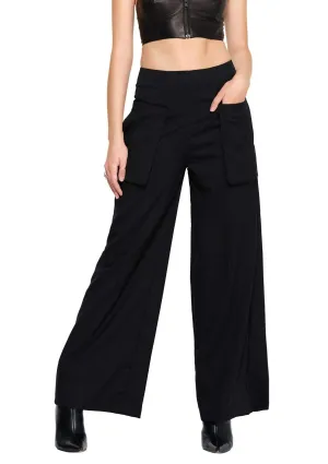WIDE LEG TROUSERS IN BLACK