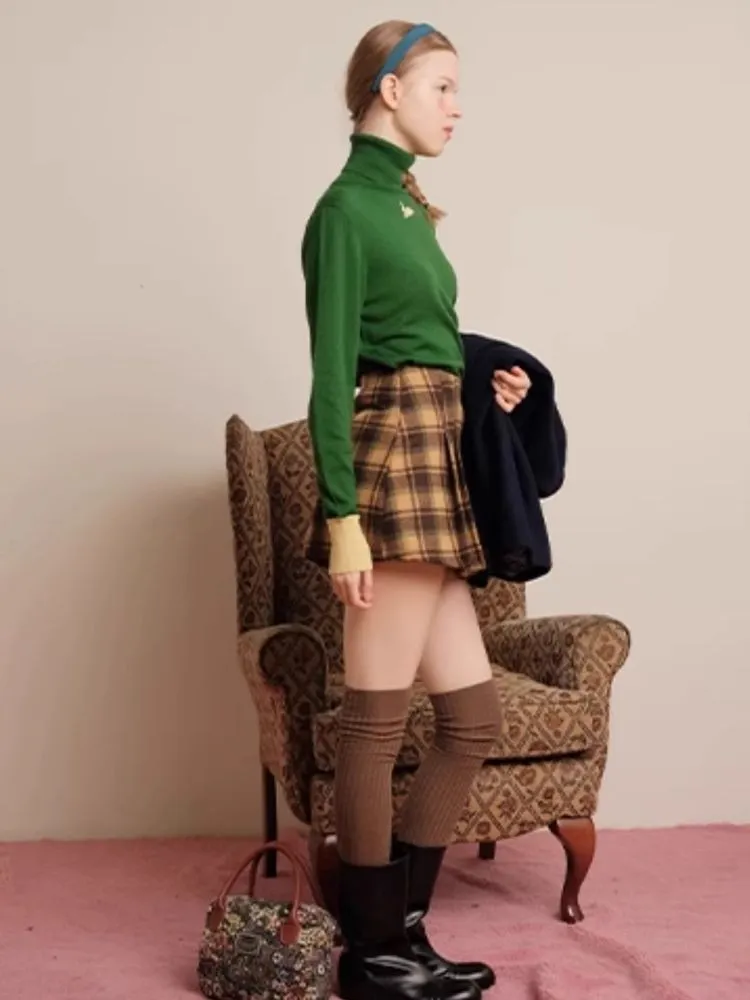Winter Checkered Lined Skirt Pants