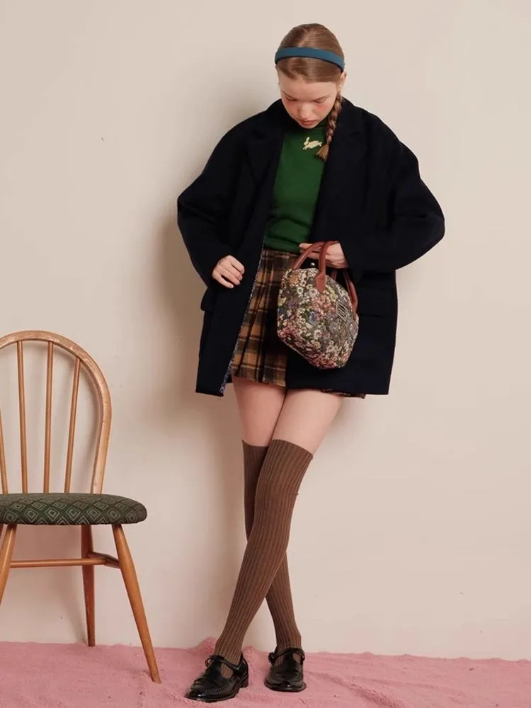 Winter Checkered Lined Skirt Pants