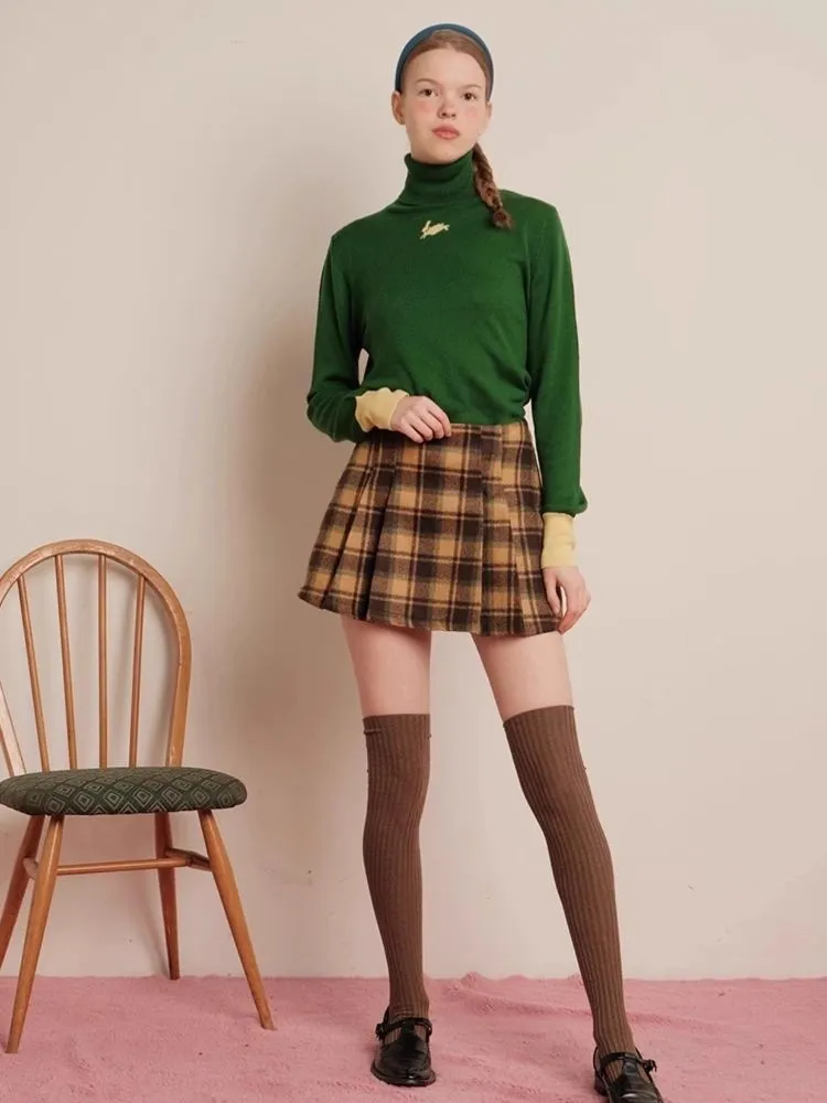 Winter Checkered Lined Skirt Pants