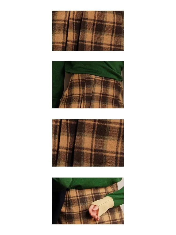 Winter Checkered Lined Skirt Pants