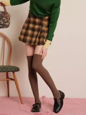 Winter Checkered Lined Skirt Pants