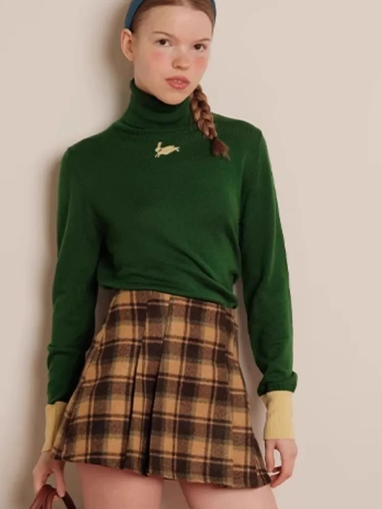 Winter Checkered Lined Skirt Pants