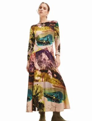Woman Woven Dress Long Sleeve - Paradise