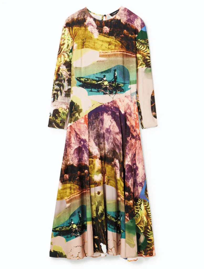 Woman Woven Dress Long Sleeve - Paradise