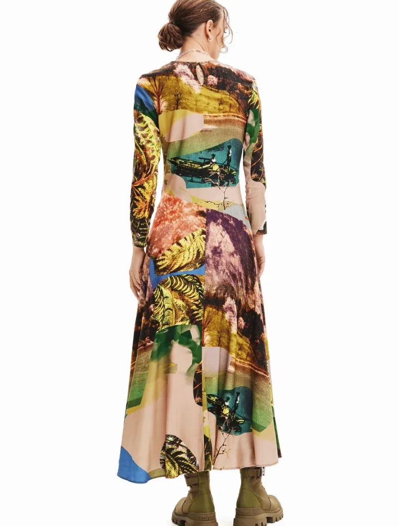 Woman Woven Dress Long Sleeve - Paradise