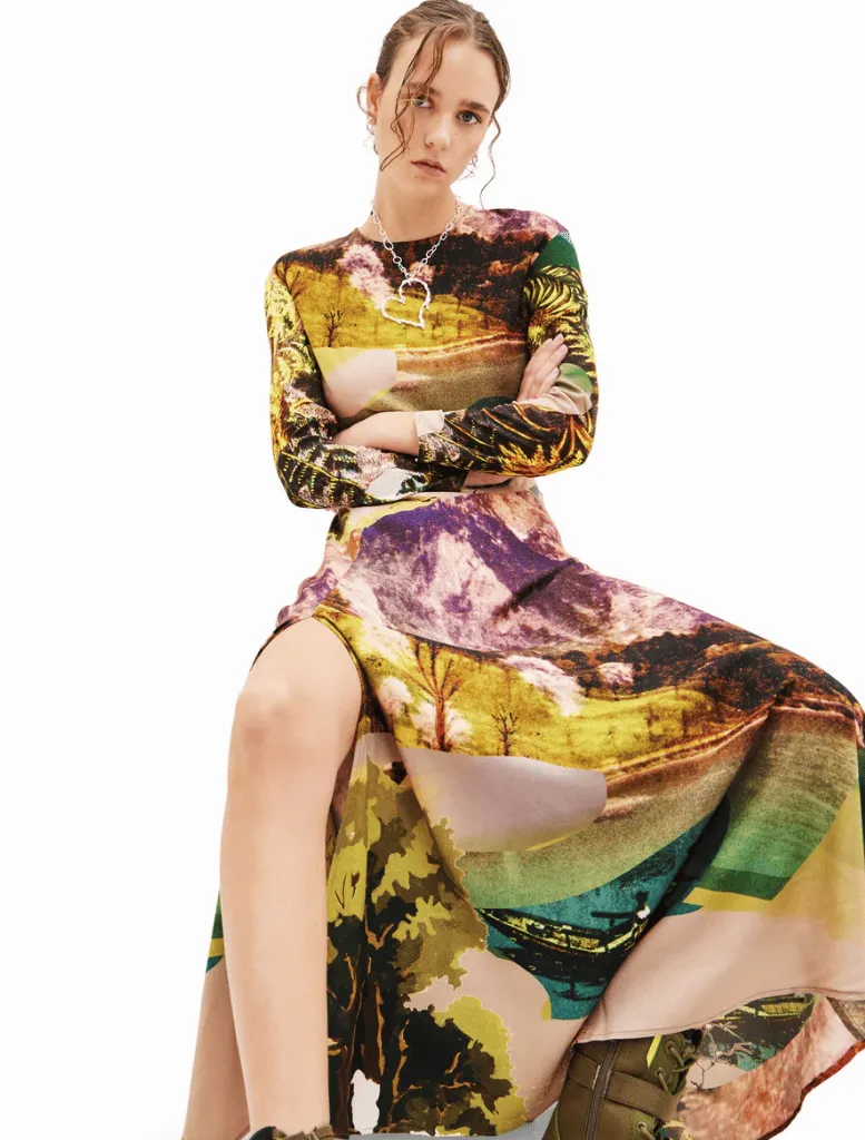 Woman Woven Dress Long Sleeve - Paradise