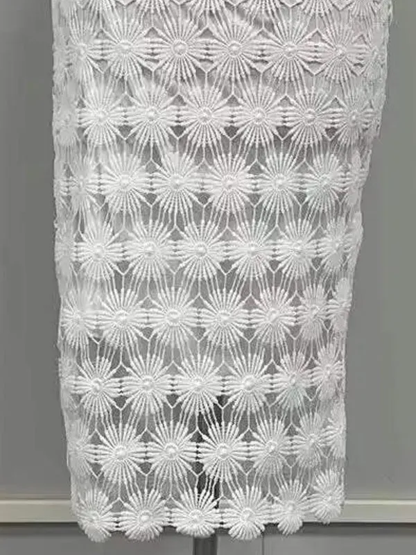 Women Summer Puff Sleeve Lace Long Dresses