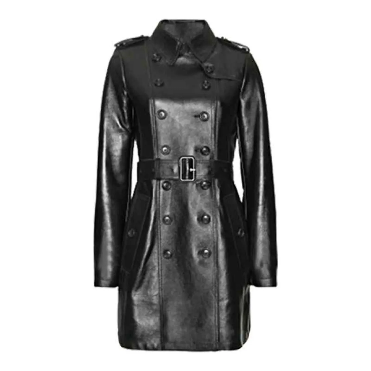 Women's Coat Leather Steampunk Goth Black Long Jacket Women Motorcycle (T10)