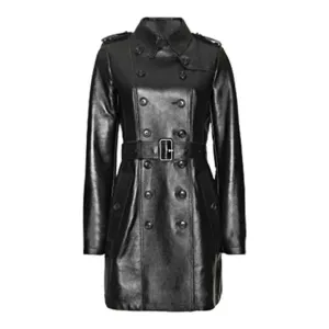 Women's Coat Leather Steampunk Goth Black Long Jacket Women Motorcycle (T10)