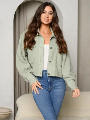 WOMEN'S LONG SLEEVE BUTTON UP TERRY JACKET