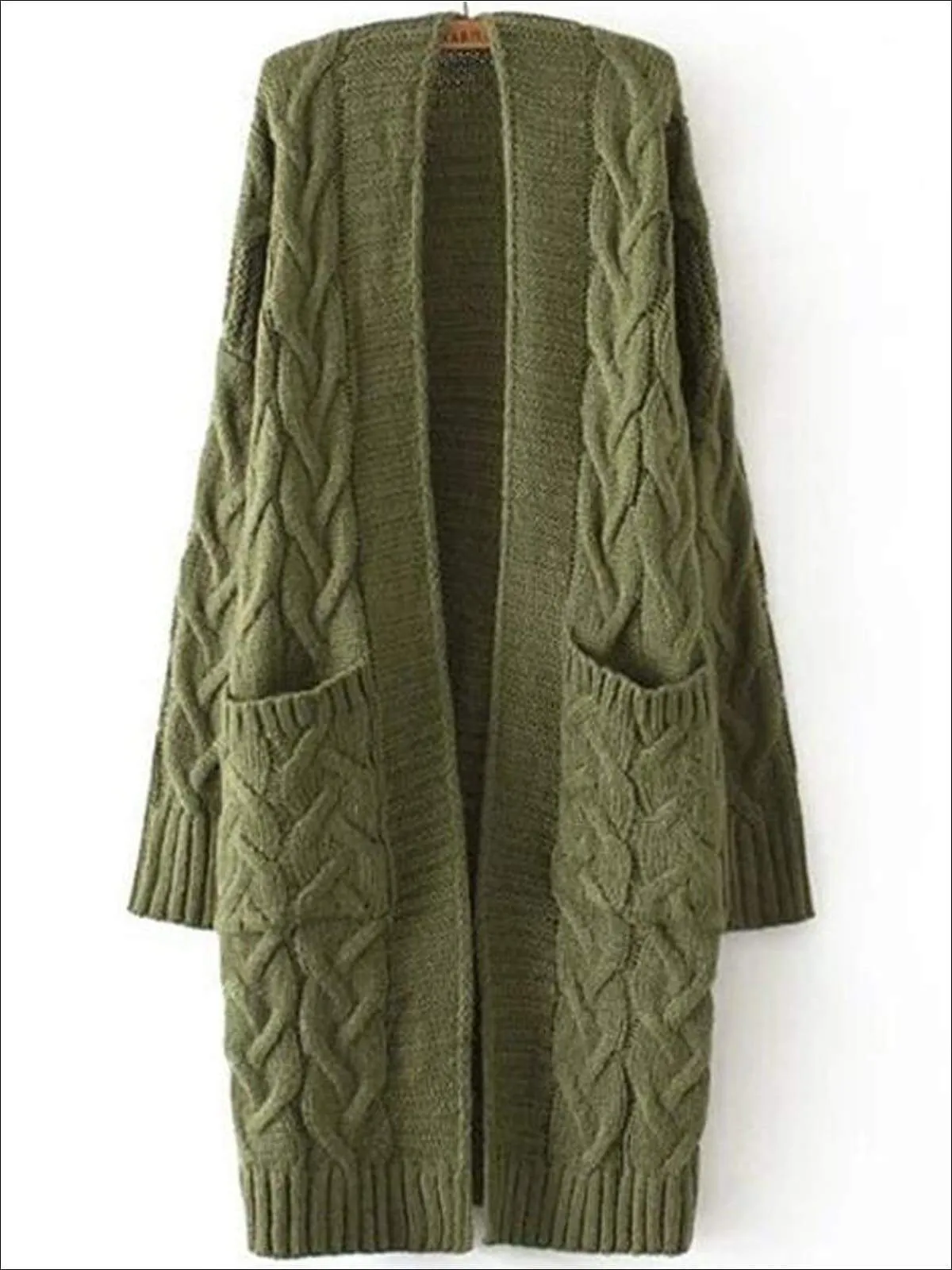 Women's Over-Sized Cable Knit Fall Cardigan with Side Pockets