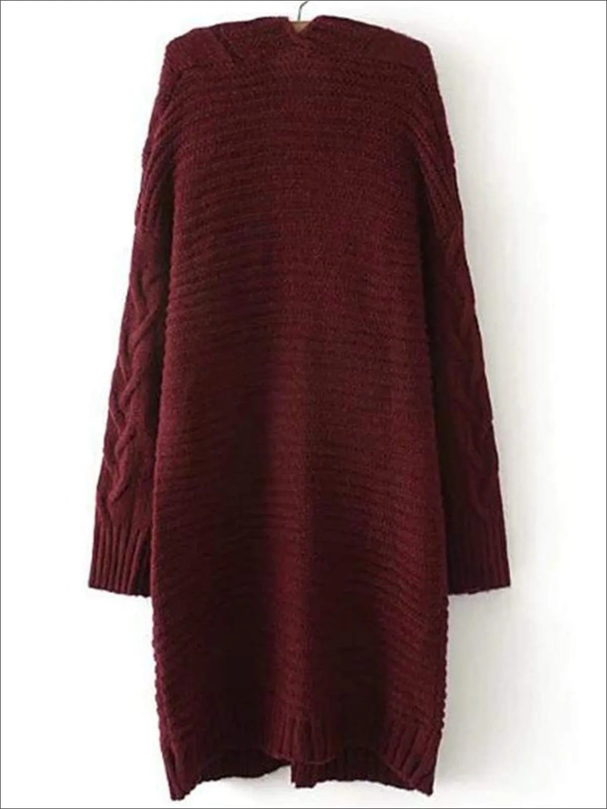 Women's Over-Sized Cable Knit Fall Cardigan with Side Pockets