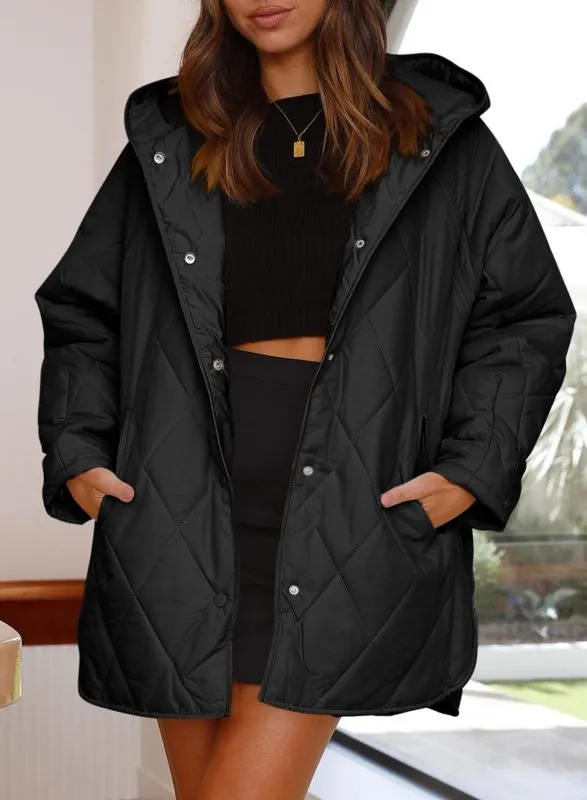 Women's oversize Loose Hooded Quilted Jacket