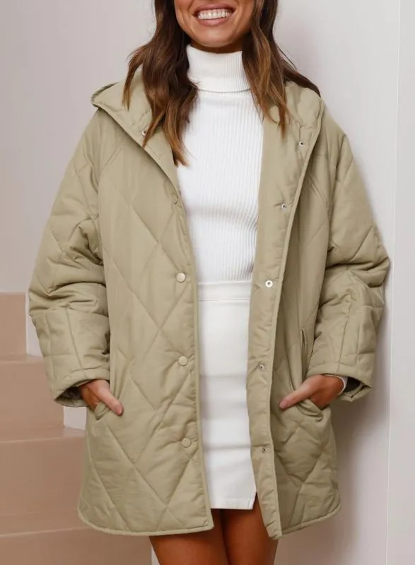 Women's oversize Loose Hooded Quilted Jacket