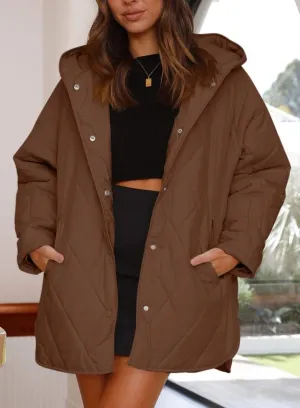 Women's oversize Loose Hooded Quilted Jacket