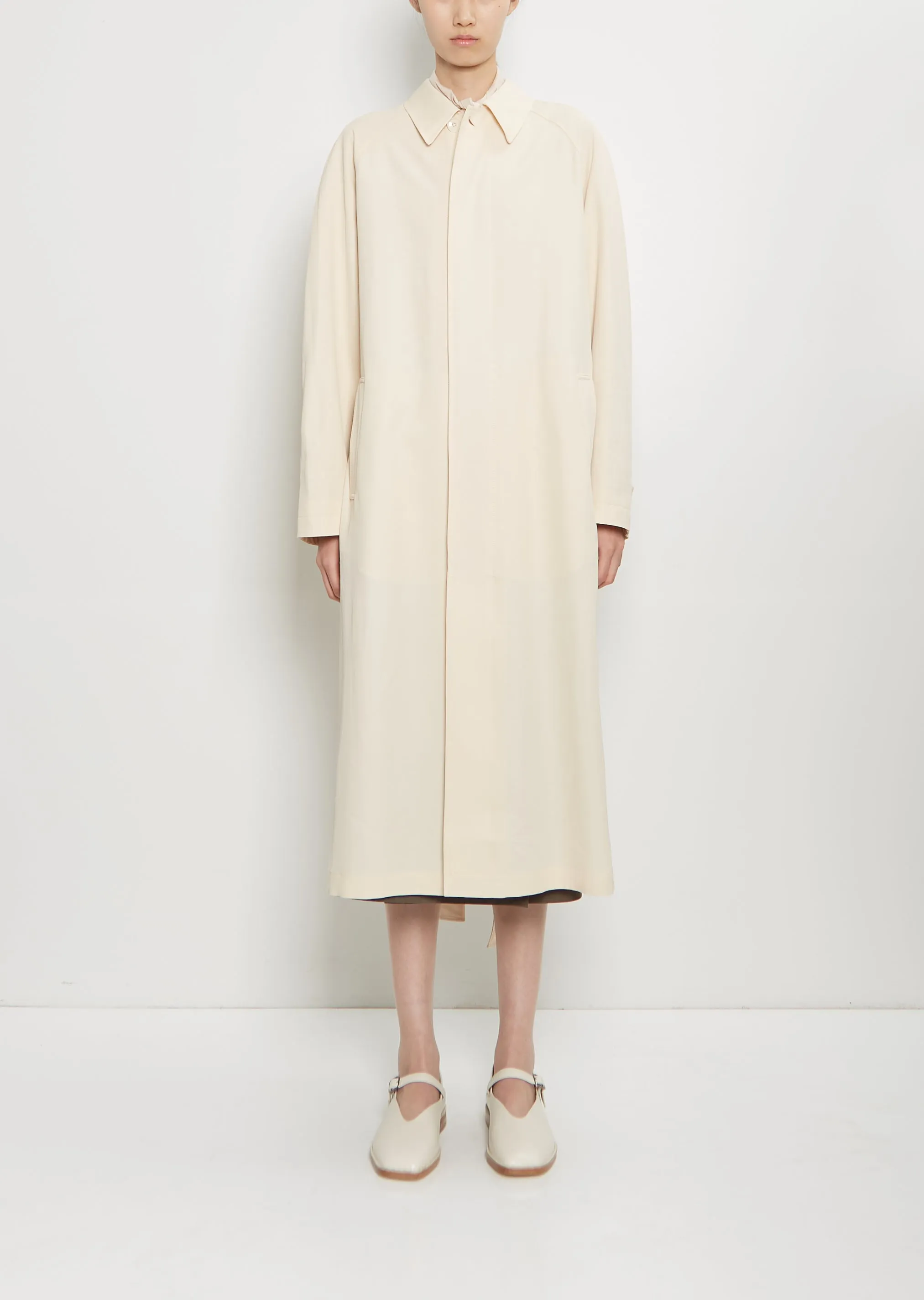 Wool Blend Light Slitted Overcoat