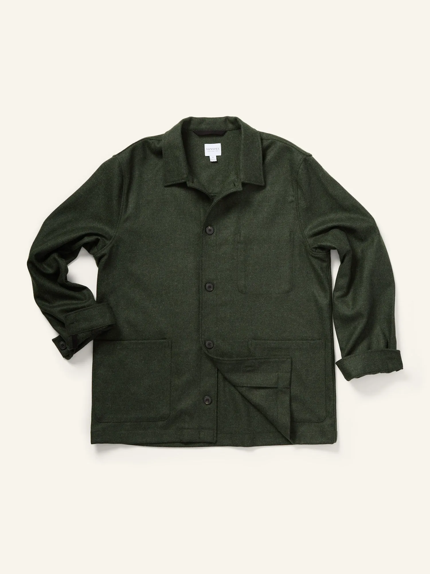 Wool Twin Pocket Jacket Drill Green