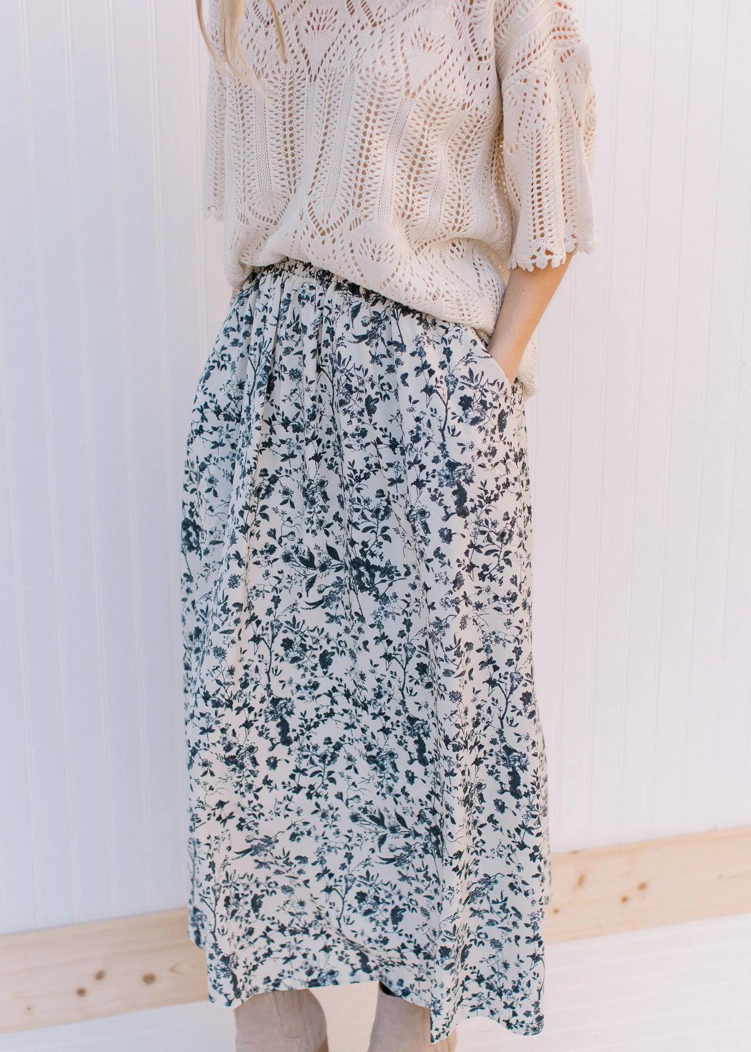 X Free Time Blue Print Skirt